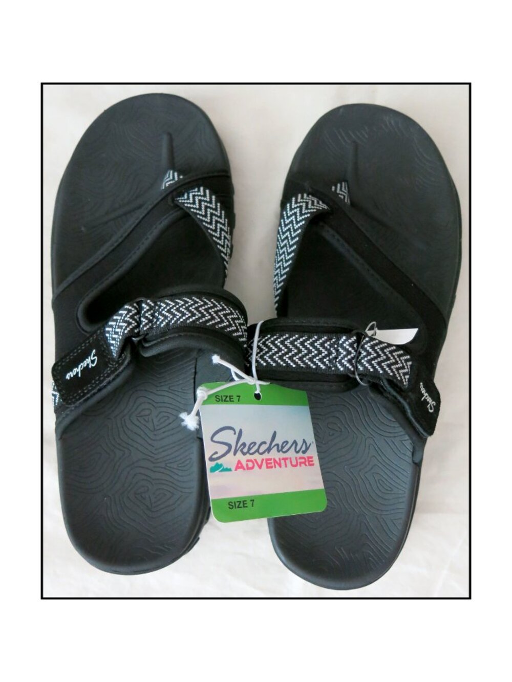 NWT Skechers Adventure Reggae Hook & Loop Slide Sandal Black 7